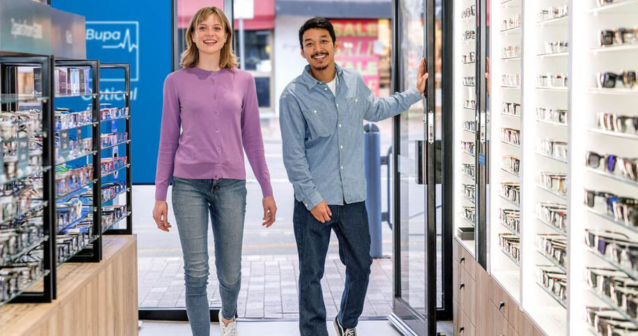 Bupa members walking into Bupa Optical store
