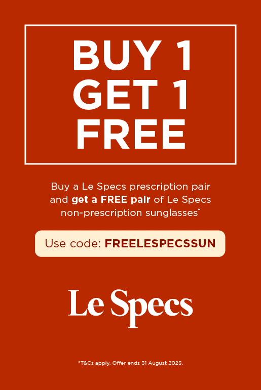 Buy a pair of Le Specs prescription glasses and get a free pair of Le Specs non-prescription sunglasses. Use code FREELESPECSSUN at checkout